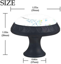 Fiori blu di uccello e pavone Pomelli per Porta Set di 4 Pomelli per Mobili Manopole per Cassetti Cucina Armadio Vetro