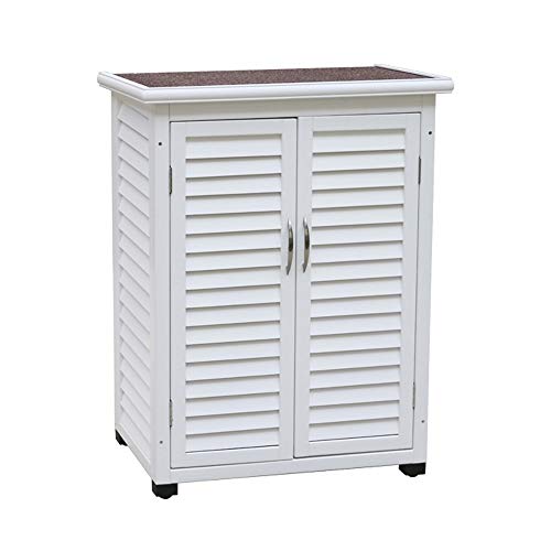 Scatola portaoggetti da giardino a 2 livelli, in legno locale per armadietto superiore inclinato, copertura esterna, contenitore per balcone impermeabile con porta esterna