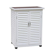 BESTSOON Armadietto da Esterno per Mobili da Giardino 2-Tier Bagagli in Legno Locker Inclinato Top Gabinetto Interni Esterni Box Balcone Impermeabile Crema Solare con Porta