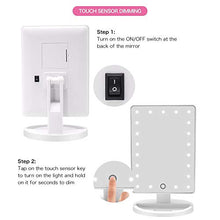 PULLEY Specchio da trucco illuminato con 21 luci LED e touch screen dimmerabile, 10 x specchio a lente di ingrandimento staccabile, a batteria ad alta definizione