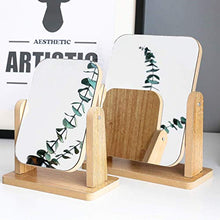 Specchio da toeletta in legno Specchio da scrivania rettangolare Specchio da tavolo portatile Specchio per il trucco Specchio da bagno da viaggio per studenti Ragazze da donna Bagno da barba Make Up S