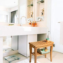 LYP Sedia Comoda per Anziani Sgabello da Bagno con Seduta in Legno massello con Panca per scarpiera in Legno massello, Sgabello da Bagno in bambù Impermeabile