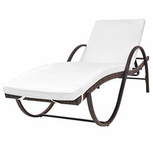 Festnight 3 pz Set Lettino Prendisole Schienale Reclinabile con Braccioli e Tavolino da Giardino Esterno in Rattan Marrone,Sedia a Sdraio da Giardino in Rattan Reclinabile con Braccioli e Tavolino