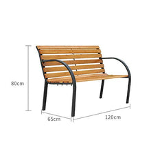 Parco Panchina In Legno Massello, Panca Doppio Giardino Con Schienale E Braccioli, Antiruggine Ghisa Telaio In Acciaio Panca Mobili Portico, Adatto A Strada Giardino Piscina Balcone