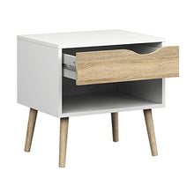 Esidra 75394 Delta Comodino, 1 Cassetto, Bianco e Rovere, 50x39x49 cm, Legno_Composito, Naturale, 50.1x39.1x49.7 cm