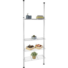 tectake 402861 - Scaffale Telescopico per Bagno, 4 Ripiani Regolabili e Piedini in Gomma Antiscivolo, Regolabile in Altezza
