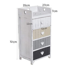 Rebecca Mobili Comodino in Legno 4 cassetti, Mobile cassettiera, Bianco Beige Grigio, Shabby Chic Vintage, Camera Ingresso - Misure: 72 x 35 x 27,5 cm (HxLxP) - Art. RE4380