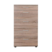 we point Cassettiera 5 Cassetti Maniglie Laterale Rovere 55x43xh.107 Cm