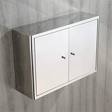 LINPAN Bagno Gabinetto 2-Door pensile in Acciaio Inox pensile Bagno Governo della Medicina con Ripiani Regolabili Parete di stoccaggio Armadio (Color : Silver, Size : 80x50x25cm)