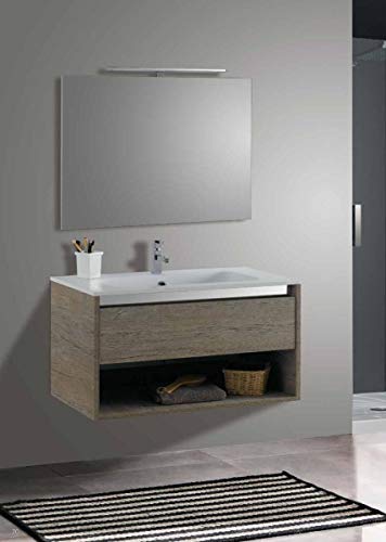 Set Mobile Lavabo Specchio LED Arredo Bagno Moderno Minnesota80 CERAMICHEMIRANDA-Nuvola