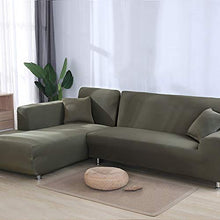 QTSUANNAI Copridivano Universale,Copertura Divano Stretch Grigio Verde Elastico Slipcover per Soggiorno Divano Copre Divano Sezionale Chaise Lounge Plain Pattern 1Pc,4,Sedile 235,300Cm