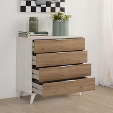 VS Venta-stock Cassettiera Koln 4 cassetti Color Bianco/Legno, 80 cm (Larghezza) 40 cm (profondità) 84 cm (Altezza)
