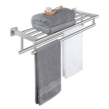 KES Mensole Portasciugamani Con Due Barre di Tovagliolo Minimalista, Acciaio INOX, Acciaio Spazzolato, A2112-2