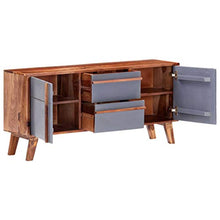 FAMIROSA Credenza Grigia 120x30x55 cm in Legno Massello di Sheesham