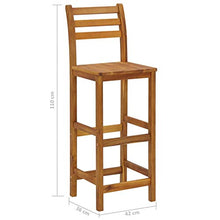 Tidyard Set 4 pz Sedie da Bar Alte in Legno Massello Acacia con Schienale,Sedie da Cucina Alte con Schienale in Legno Massello,Sedie Alte,Sbagelli da Bar Alti in Legno Massello 42x36x110 cm