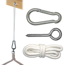 AMANKA Kit per Appendere sedie sospese Poltrona sospesa Amaca a Sospensione Dondolo Appeso | in Robusto Metallo | incl. Moschettone Golfare Corda | Peso Max supportato ca 160 kg
