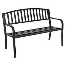 GIANTEX Panchina da giardino a 3 posti, in metallo, con schienale e braccioli, portata fino a 240 kg, per giardino, parco, terrazza, 127 x 60 x 87 cm