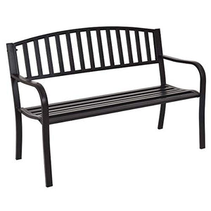 GIANTEX Panchina da giardino a 3 posti, in metallo, con schienale e braccioli, portata fino a 240 kg, per giardino, parco, terrazza, 127 x 60 x 87 cm