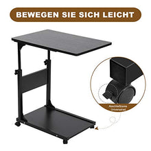 Ejoyous Tavolo Porta Laptop su Ruote, tavolino Mobile per Divano con divisorio di stoccaggio Comodino da caffè Regolabile in Altezza per Soggiorno Camera da Letto Ufficio Ospedale(Salice Nero)