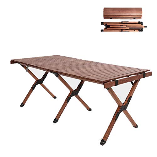 SCDXJ Tavolo da Esterno Giardino，Legno Massiccio tavolino pieghfnole，Adatto per Campeggio, Barbecue, Balcone,Brown-120 * 60 * 41cm