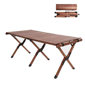SCDXJ Tavolo da Esterno Giardino，Legno Massiccio tavolino pieghfnole，Adatto per Campeggio, Barbecue, Balcone,Brown-120 * 60 * 41cm
