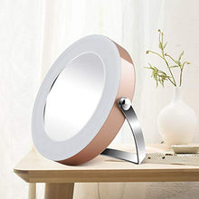 Specchio Trucco LED 3X HD Portatile Rotazione Circolare Morbida con Specchio di Bellezza della Lampada 10,5 x 11 cm Rosa