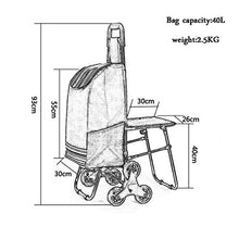MXZBHCarrello Pieghevole, Scale per Arrampicata Facili Carrello Pieghevole per Paraurti con Ruote in PU con Sedile Carrello in Tessuto Oxford Grande capacità 40L