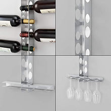 [en.casa] Portabottiglie Pensile da Vino 55 x 35 x 7 cm Supporto in Acciaio per 6 Bottiglie Cantinetta da Parete in Metallo Scaffale per Bottiglie da Vino e Portabicchieri