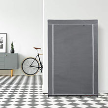 Relaxdays Armadio in Tessuto, con Asta per Abiti e 5 Ripiani, Pieghevole, Cerniera Zip, HLP: 161x105,5x45cm, Antracite, Vello, Ferro, plastica, 1 pz
