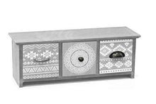 GICOS IMPORT EXPORT SRL Mobiletto cassettiera Porta gioie in Legno Chiaro Decoro Indian 3 cassetti 36 * 11 * 13 cm ILC-746857