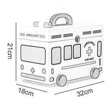 YLX Cassetta Medicinali Bambini Decorativa in Legno Portatile Grande capacità,Simpatico Cartone Animato Forma Ambulanza Doppio Strato Scatola Medicine Uso Domestico,Chiusura Sicurezza,Pesa Circa 2 kg