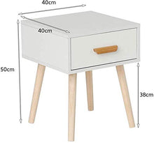 Comodini scandinavi in legno e bianco, comodino con armadietto con 1 cassetto, tavolino, tavolino da caffè, tavolino quadrato per soggiorno, corridoio, camera da letto, ufficio, 40 x 40 x 50 cm