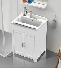 Arredobagnoecucine Mobile lavatoio,cm.60x50x85, in kit, 2 ante,vasca e asse lavapanni,resina bianco