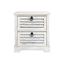 Rebecca Mobili Comodino Montato Bianco, cassettiera 2 cassetti, Legno Paulownia, Vintage Shabby Chic, da Camera Ingresso Bagno - Misure: 45 x 42 x 29 cm (HxLxP) - Art. RE4571