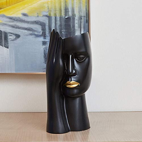 HUANSUN Creativo Vaso Nordico Arredamento Arte Soggiorno armadietto del Vino Luce Lusso Decorazioni per la casa Armadio tavolino Composizione Floreale Semplice, Nero