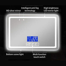 Mirror_60 * 80cm Specchio Bagno a Prova di Esplosione + Specchio di Luce a LED + Smart Audio Bluetooth + Frameless Specchio Anti-Nebbia Bagno + Multi-Funzione