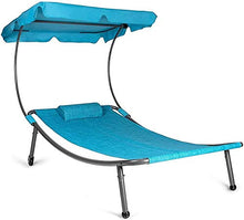 L&B-MR - Sedia reclinabile per giardino, con tettoia e cuscino, 202 x 119 x 160 cm
