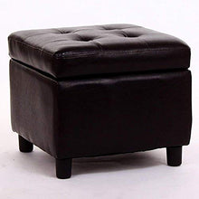 ykw Sgabello Contenitore Sgabello per Divano Pouf Quadrato Imbottito Poggiapiedi Sgabello in Pelle di Legno Sgabello per Scarpe-Fashion