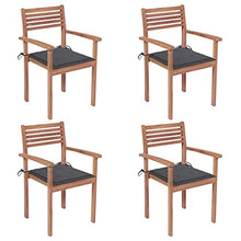 vidaXL Sedie da Giardino 4 pz con Cuscini Antracite Massello di Teak