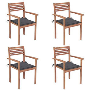vidaXL Sedie da Giardino 4 pz con Cuscini Antracite Massello di Teak