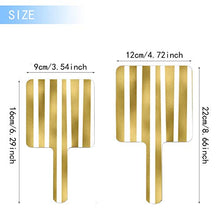 Specchio a mano, strisce oro disuguali su bianco trasparente modello verticale quadrato palmare specchio con manico per trucco casa salone viaggio uso 9 cm L x 16 cm L