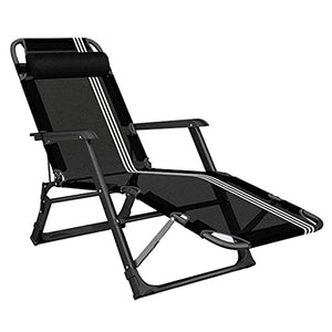 PAKUES-QO Lettini Prendisole Pieghevoli Lettini Prendisole Neri Sedie Sdraio per Patio reclinabili a gravità Zero | Sedie da Giardino reclinabili Heavy Duty | Ponte all'aperto