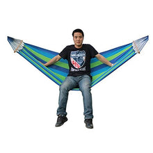 VALINK Esterno Campeggio Amaca, in Legno Bastone Anti-ribaltamento Amache Spalmatore, Barra Giardino Oscillante Amaca Dondolo Appeso Letto, Spiaggia da Viaggio Tela Rosso Blu Righe 240x80CM