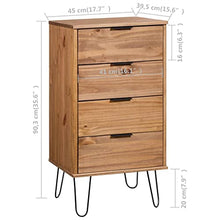 vidaXL Cassettiera 45x39,5x90,3 cm in Legno Massello di Pino
