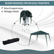 Outsunny Gazebo Pieghevole da Giardino 3x3m Struttura in Acciaio, Corde Antivento e Sacca di Trasporto, Verde