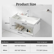 ZTGL Lavabo Bagno Sospeso con Mobile, Design Moderno Lavandino Bagno in Marmo Artificiale, con Portasapone Rimovibile, Bianco,600mm