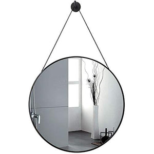 SHU XIN Specchio da Bagno Specchio Rotondo per Il Trucco Specchio da Bagno a Prova di Esplosione per WC da Parete Specchio per Uso Domestico Cornice Nera Specchio Argento HD Φ50cm