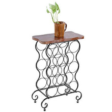 Cantinetta Portabottiglie di Vino, Legno + Ferro, Scaffale Porta Bottiglie con Ripiano, Portabottiglie da 13 Bottiglie per Vino, Acqua, Spumante, Champagne, 35x19x53 cm