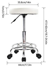 KKTONER Sgabello rotondo in pelle PU con poggiapiedi Regolazione dell'altezza della parte girevole Spa Salone di disegno Tattoo Workshop Massaggi Sgabelli Sedia operativa Bianco