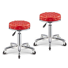 Sedia Bar, Sgabello di Bellezza, Panca da Lavoro, Sedia Imbottita in Spugna, Piattaforma Elevatrice in Acciaio Inox, con Ruote (Color : Red×2)